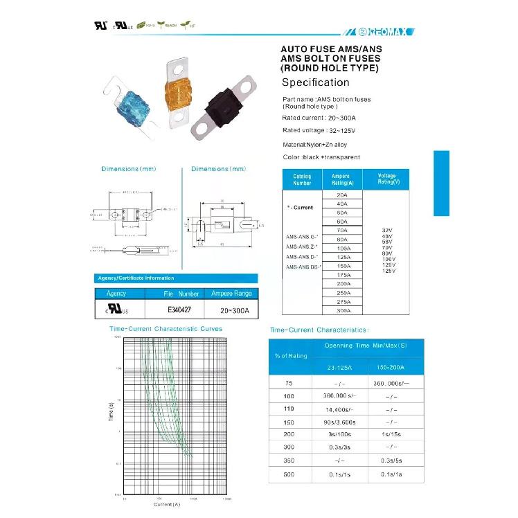 5Pcs ANS FUSE 20A 30A 40A 50A 60A 70A 80A 100A 125A 150A 175A ANL Gold Plated Stud Car Fuses Mini Car Stereo Audio AFS Fuse Fuse Holders1