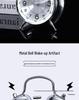 Luminous Silent Metal Ringing Alarm Clock for Student Dormitory or Children's Room, Rechargeable with Snooze Feature