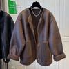 Manteau pour Femmes Coupe-vent Épaissi Imperméable Automne Hiver Décontracté Oversize Double Couche Chaud Décontracté Veste en Cuir