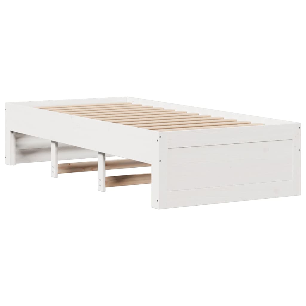 Solid Wood Bed Without Mattress with Drawers White 90x200 Cm
