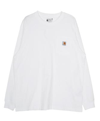 Carhartt Crew Neck Long with Chest Pocket Long Sleeve M White T-Shirt Men's T-Shirt