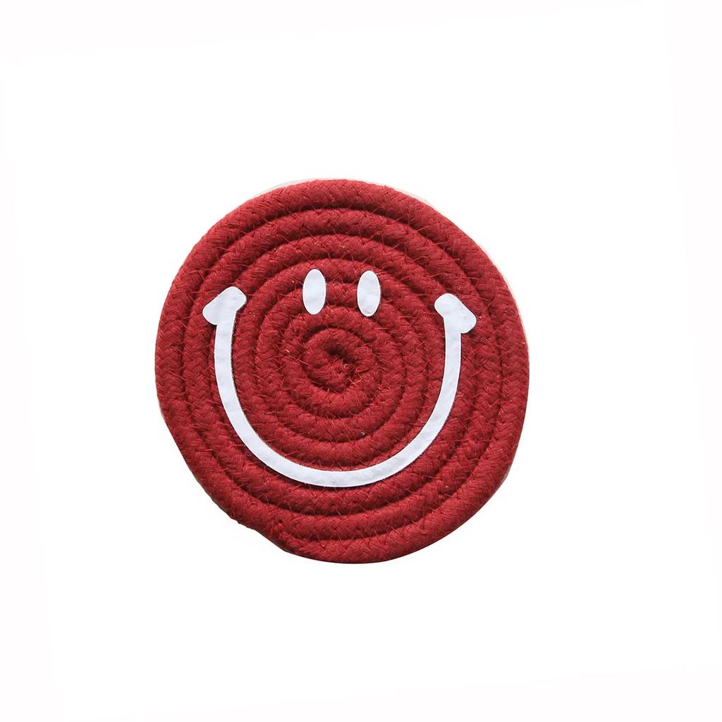 Smile Face Cup Coaster Coffee Drinks Table Mat Protective Placemat Cup Holder Heat Insulation Pad Kitchen Accessories Home Decor