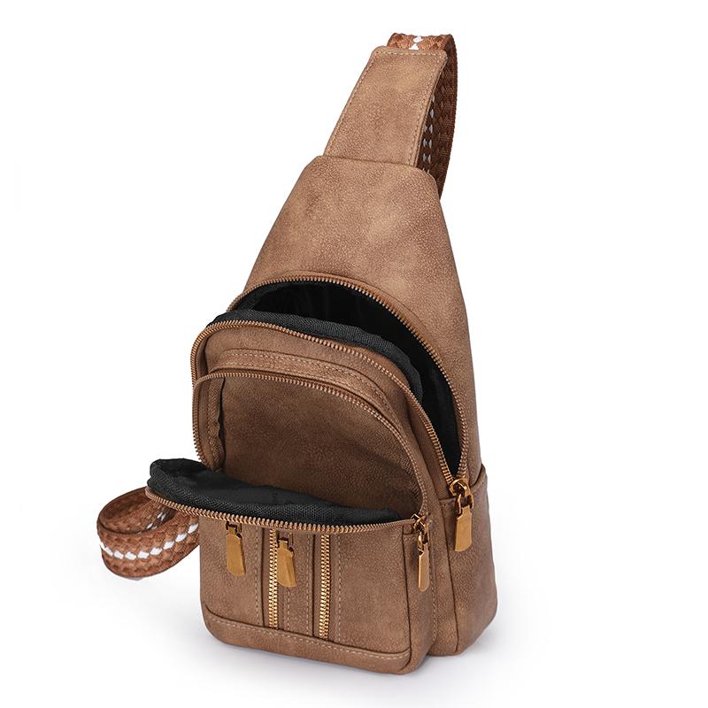 Velkokapacitní retro náprsní taška, dámská crossbody taška přes rameno, PU náprsní taška