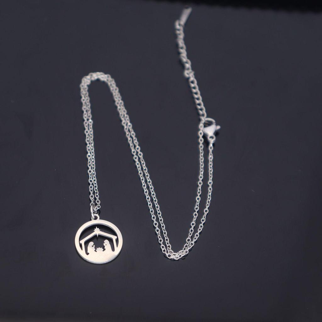 Creative Stainless Steel House Pendant Necklace - Women's Versatile Simple Design