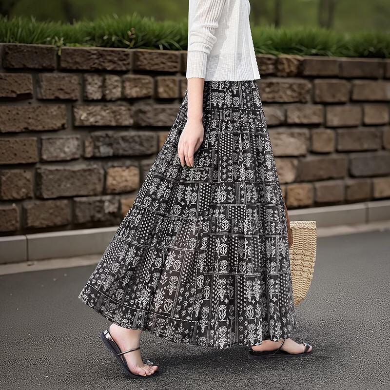 Women's Floral Mesh A-Line Midi Skirt