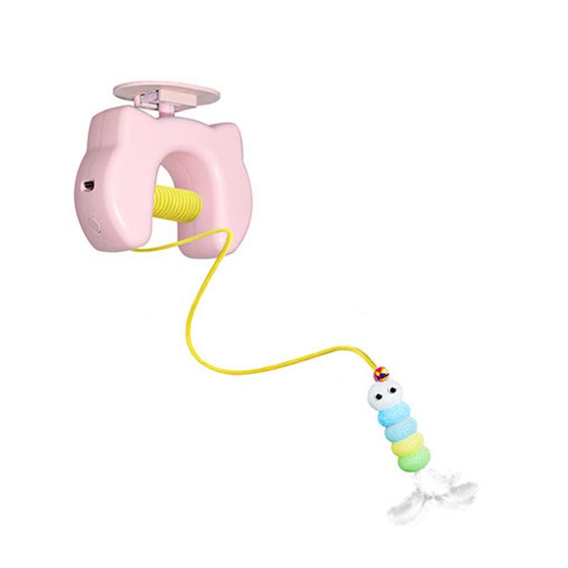 Cat Electric Smart Hanging Door Toy Electric Interactive Cat Teasing Stick Toy Elastic Cat Rope Long Rope Teasing Cat Toy розовый