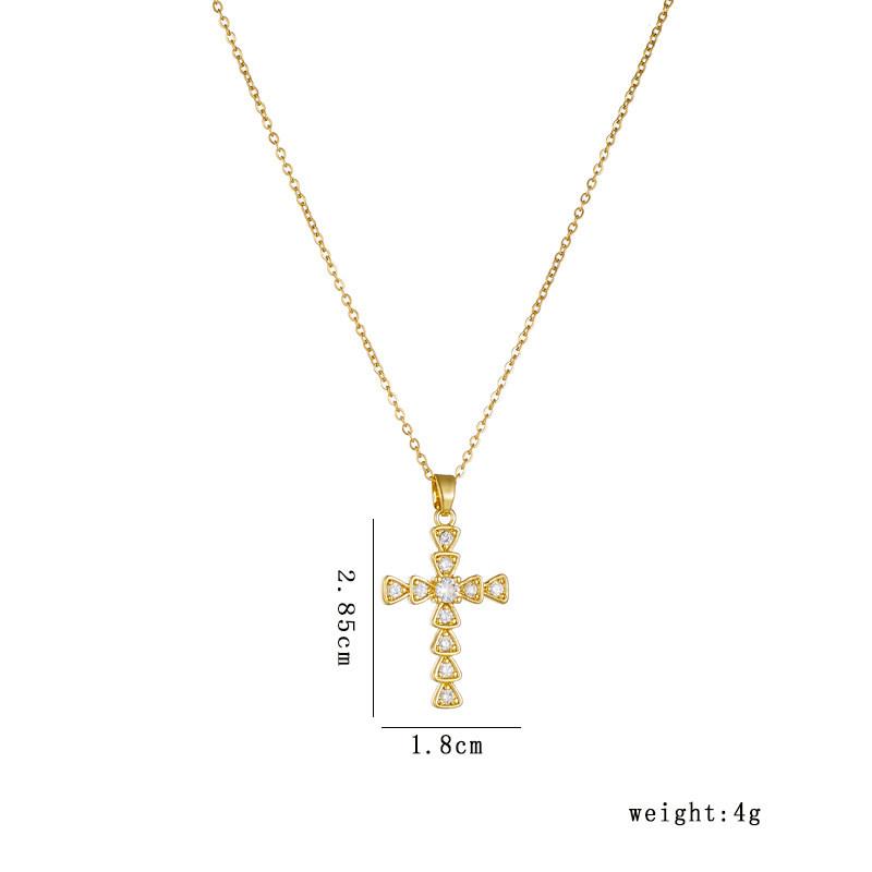 High Grade Cross Zircon Pendant Necklace Stainless Steel Light Luxury Geometric Choker Jewelry Party Gifts For Women Girls