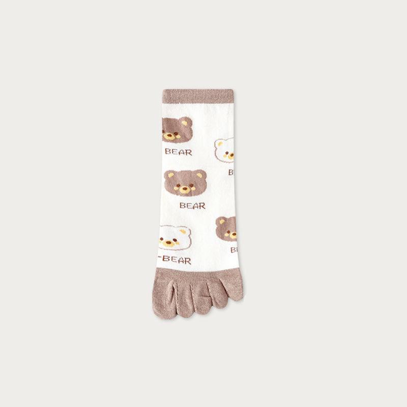 Women's Forest Style Summer Toe Socks: Medium Tube, Thin Cotton, Sweat-Absorbent, Five-Finger Design.