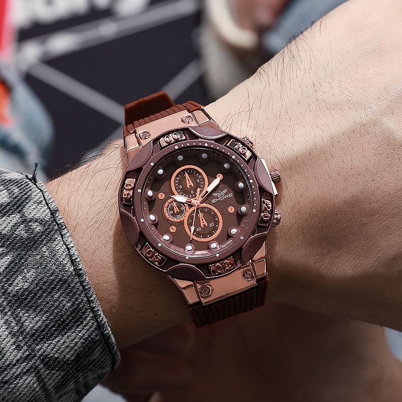 Business Quartz Watch Men S Watch Three-Eye Large Dial Silicone Men S Watch Generation