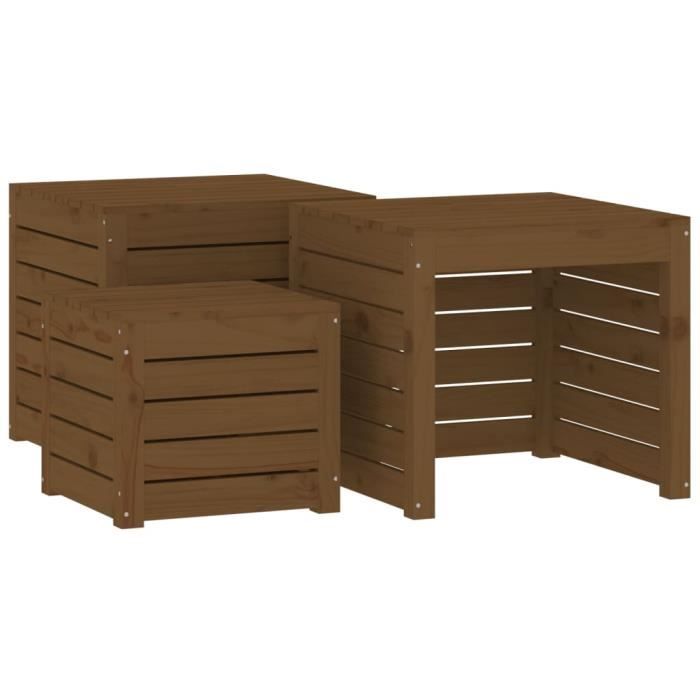 VidaXL Ensemble de boîtes de jardin 3 pcs marron miel bois pin massif 823958