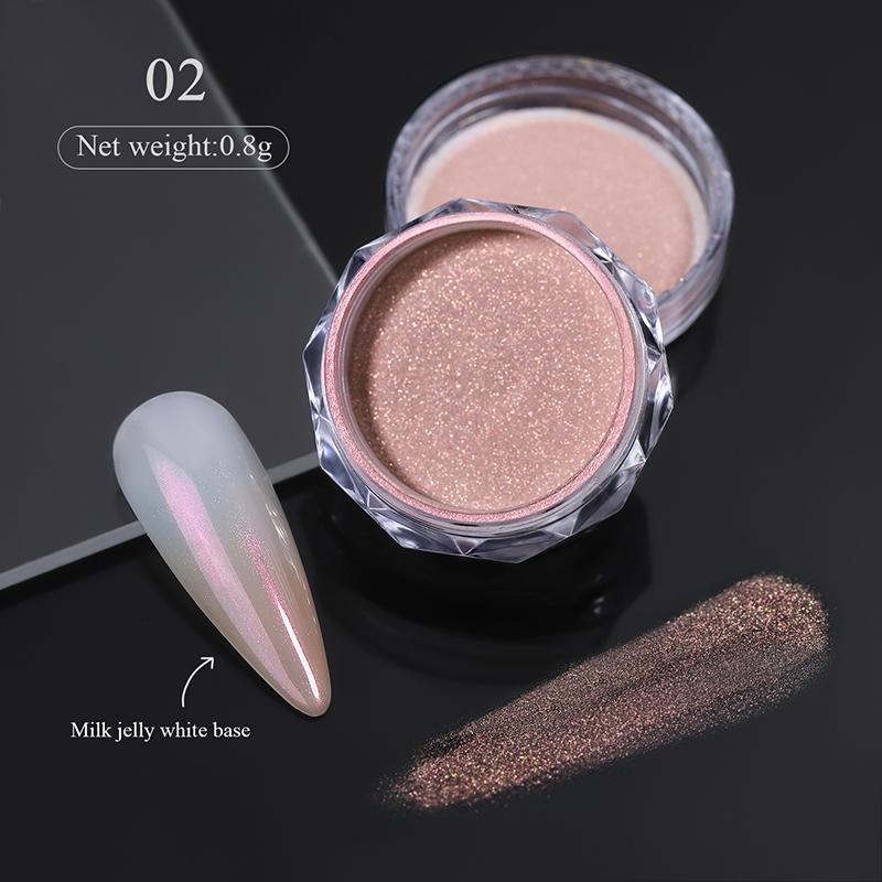 1Bottle White Chrome Pearl Nail Powder Shine Glitter Shell Auroras Nail Dust Mirror Effect Pigment Manicure Nail Art Decoration