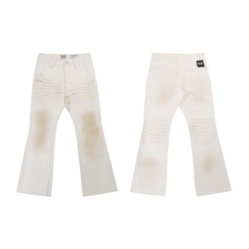 Mens High Street Graffiti Jeans Vintage Washed Slightly Flared Long Pants