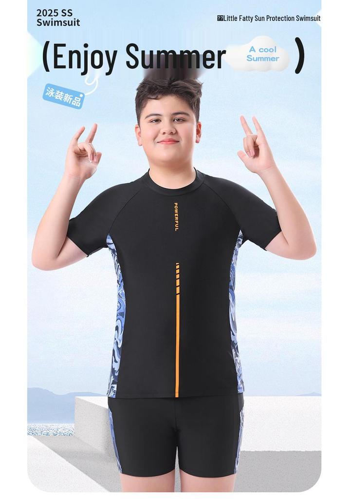Plus Size Boys' UV Protection Swimwear Set for Teens and Chubby Kids