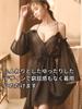 Lingerie Shorts Loose [AQURAD] Simple, Sexy, Babydoll, Shirt-Style, Off-Shoulder, Pajamas, Nightwear, Set, Fit, Sheer, Cute, Women's (Black)