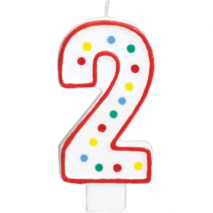 Amscan Vela de aniversário de 2º aniversário de bolinhas One Size branco/vermelho