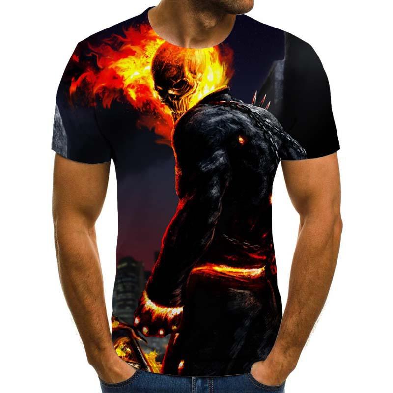 2023 Summer New Cross-border New, Men's and Women's Trend Casual, Ghost Rider Digital Printing 3D Short-sleeved T-shirt