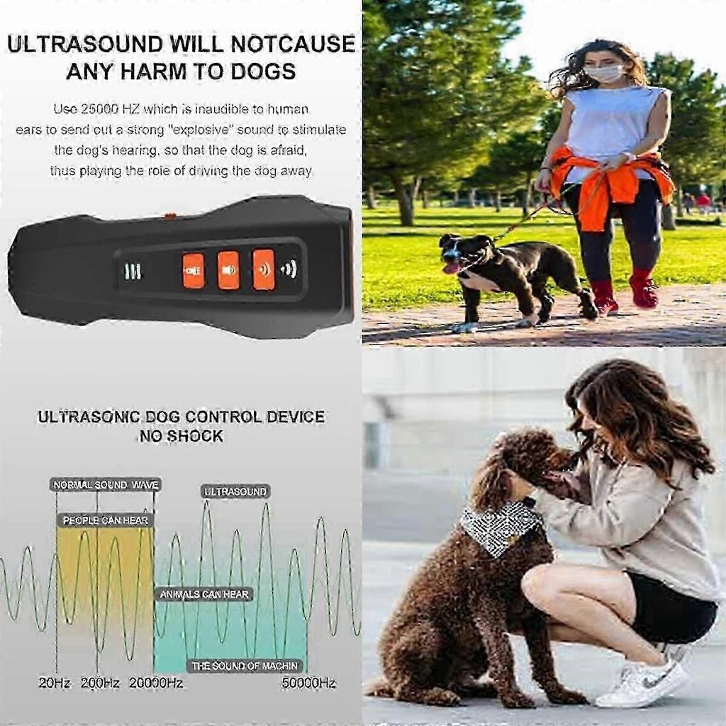 Dog Bark Deterrent Device, 3-in-1 Rechargable Ultrasonic Training Tool for Dogs, Safe and Easy To Use Anti Bark Tool for Unwanted Dog Behavior