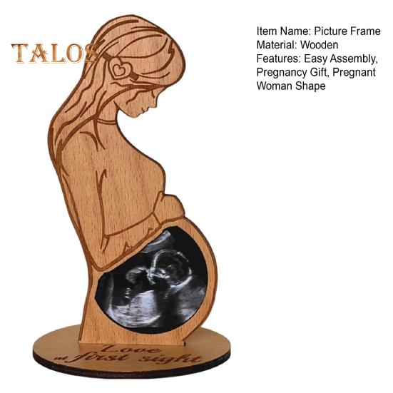 Dřevěný držák na fotografie pro těhotné ženy s ultrazvukovým snímkem, stojící rámeček na sonogram, dárek na památku pro novopečené maminky a tatínky.