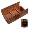 Watch Travel Men Watch Storage Box Portable Round Design For Personal Use 22.00X10.00X7.50CM Brown Elastic Pu 1Pc