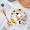 Exquisite Bone China Coffee Cup & Saucer Set - Hand-Painted Blooming Iris Design, Perfect Birthday Gift