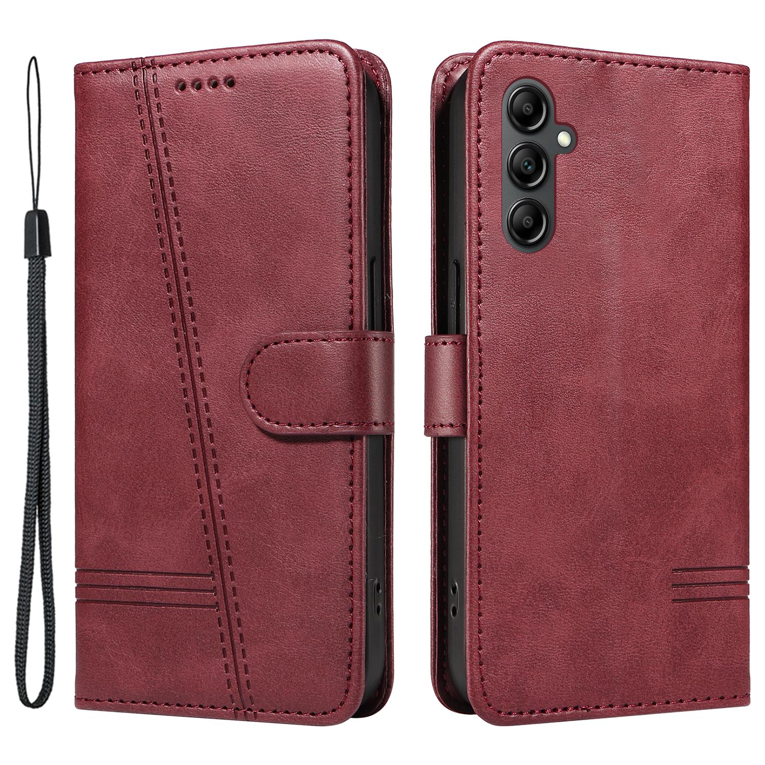 

For Samsung Galaxy A54 5G Case PU Leather Folio Flip Wallet Phone Cover Wine Red