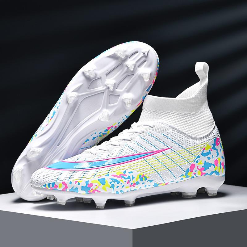 High-top Football Shoes World Cup Broken Nails Artificial Turf Long Nails Leather Foot Youth Training Shoes