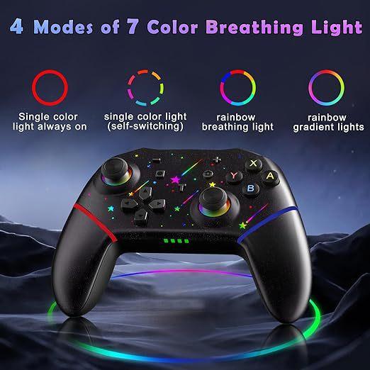 Wireless BT Game Controller for Switch with Dazzling RGB Lighting for Switch Mobile Use Switch/Android/IOS/PC Ergonomic Joystick