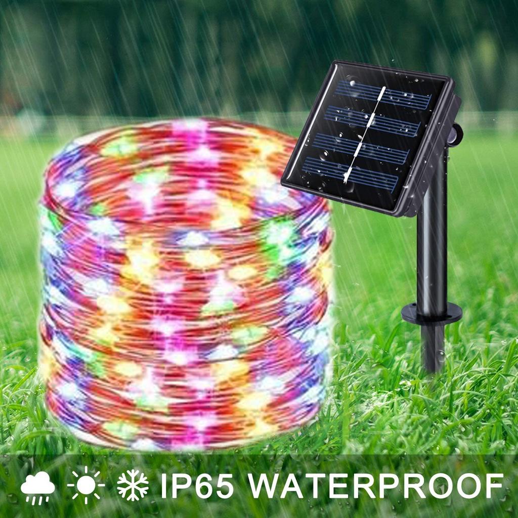 Outdoor Solar LED Copper Wire String Lights 8 Modes Waterproof Garden Patio Christmas Decoration Garland