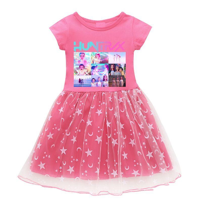 

Children s Sweet Kpop Witch Hunt Group Dress, Summer Girl Princess Star Gauze Dress 150 рожевий червоний колір
