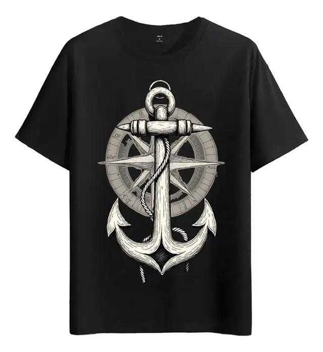 Tshirt Muscle Freaks Anchor Compass Estilo Náutico Marinero