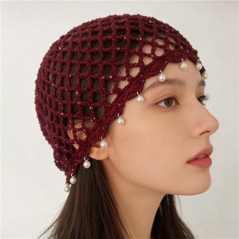 Bohemian Style Handwoven Hollow Bead Women's Knit Pullover Hat