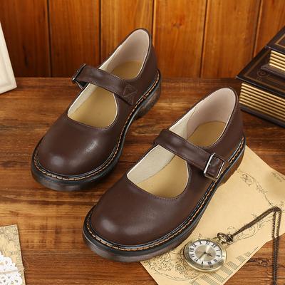 Literary And Retro Women'S Shoes Flat Mori Women'S Japanese Mary Jane Single Shoes Low-Top Round Head College Style Doll Leather Shoes