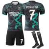 (#7 RONALDO) 25-26 Real Madrid Dragon Pattern Black Green Football Jersey for Kids and Adults