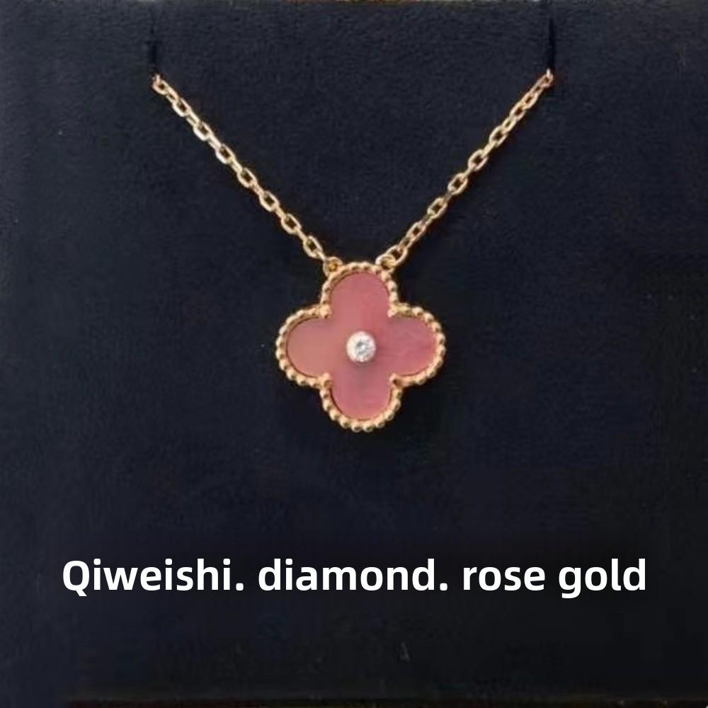 Kvinners Firkløver Halskjede Enkelt Blomst Hvit Perlemor Rød Agat Anheng Kragebenskjede