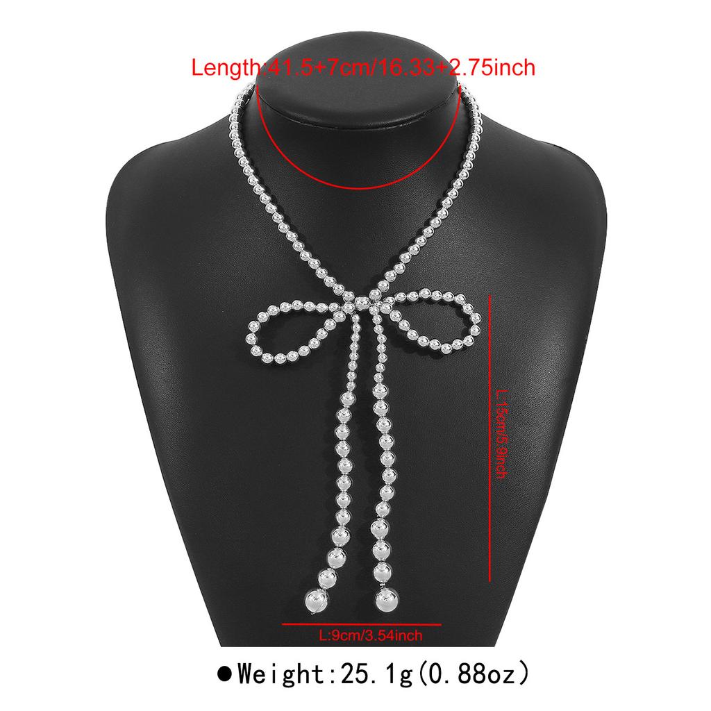 Dames Populair Europees Parel Strik Ketting Voor Dames Licht Luxe Elegante Gelaagde Imitatie Parel Ketting Sieraden