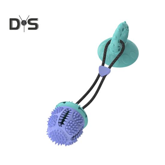 Hundeleke Ball med Sugekopp for Aggressive Tyggere Interaktivt Trekkeleke Valpe Tenner Utleveringsball Selvlek Matballleke