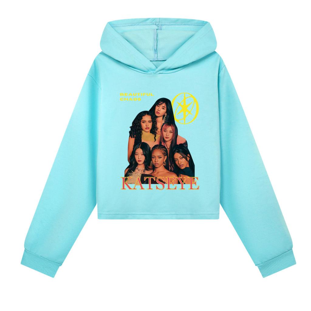 5346 Παιδικά Κοριτσίστικα Φούτερ με Κουκούλα KATSEYE με Στάμπα και Μακρυμάνικα Φθινόπωρο-Χειμώνα