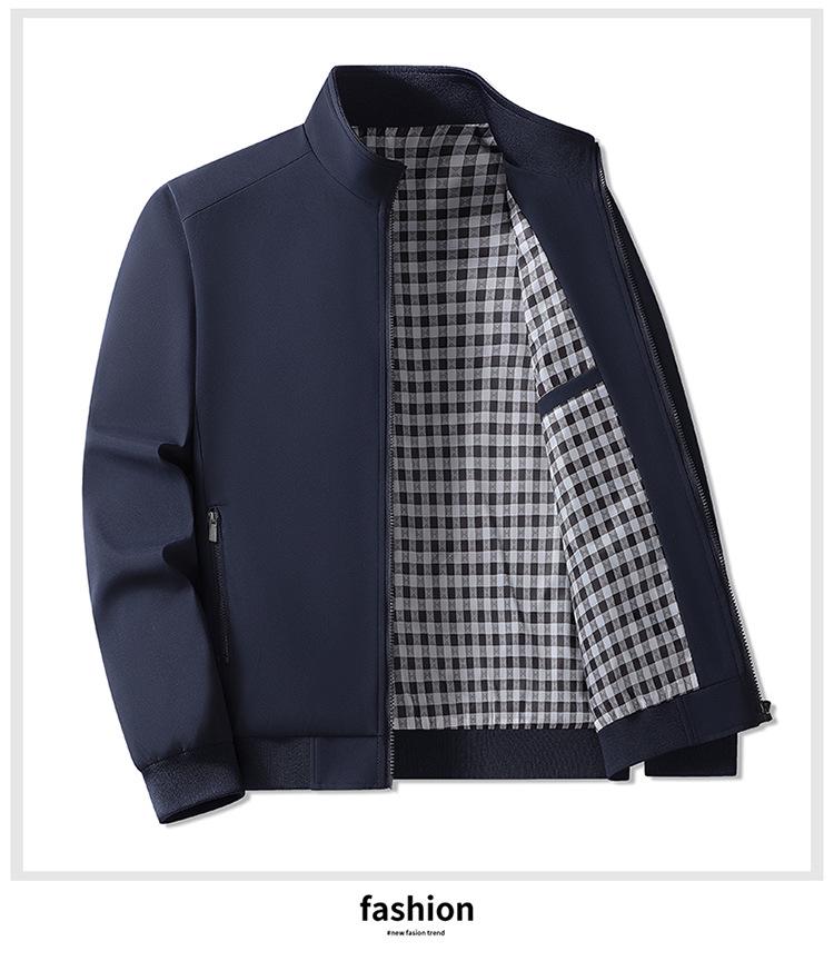 Plus Size Men's Business Stand-up Collar Casual Jacket for Autumn and Winter