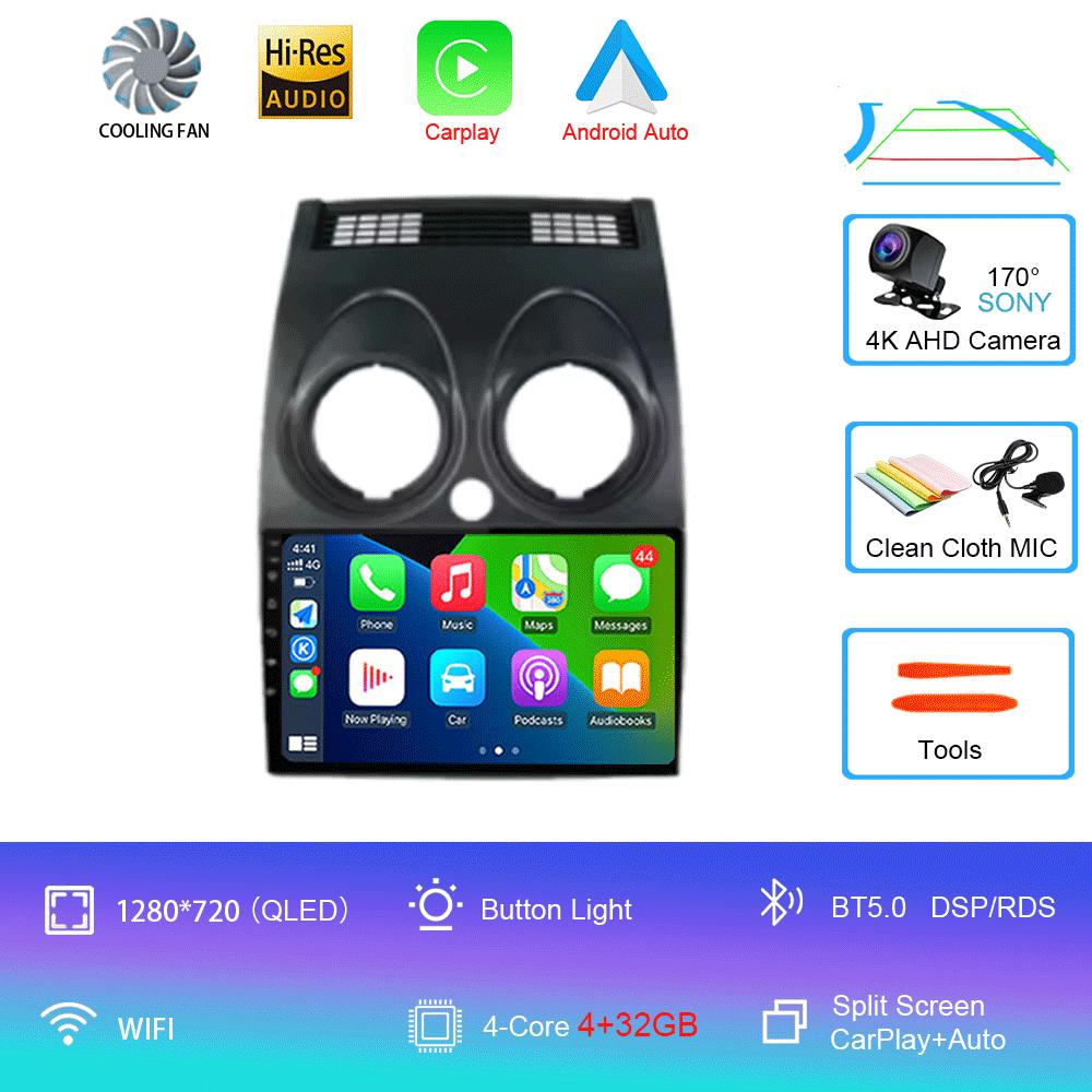 Car Radio For Nissan Qashqai Rogue 2008-2013 Android 14 Multimedia Player GPS Navigation Carplay Android Auto 4G WIFI