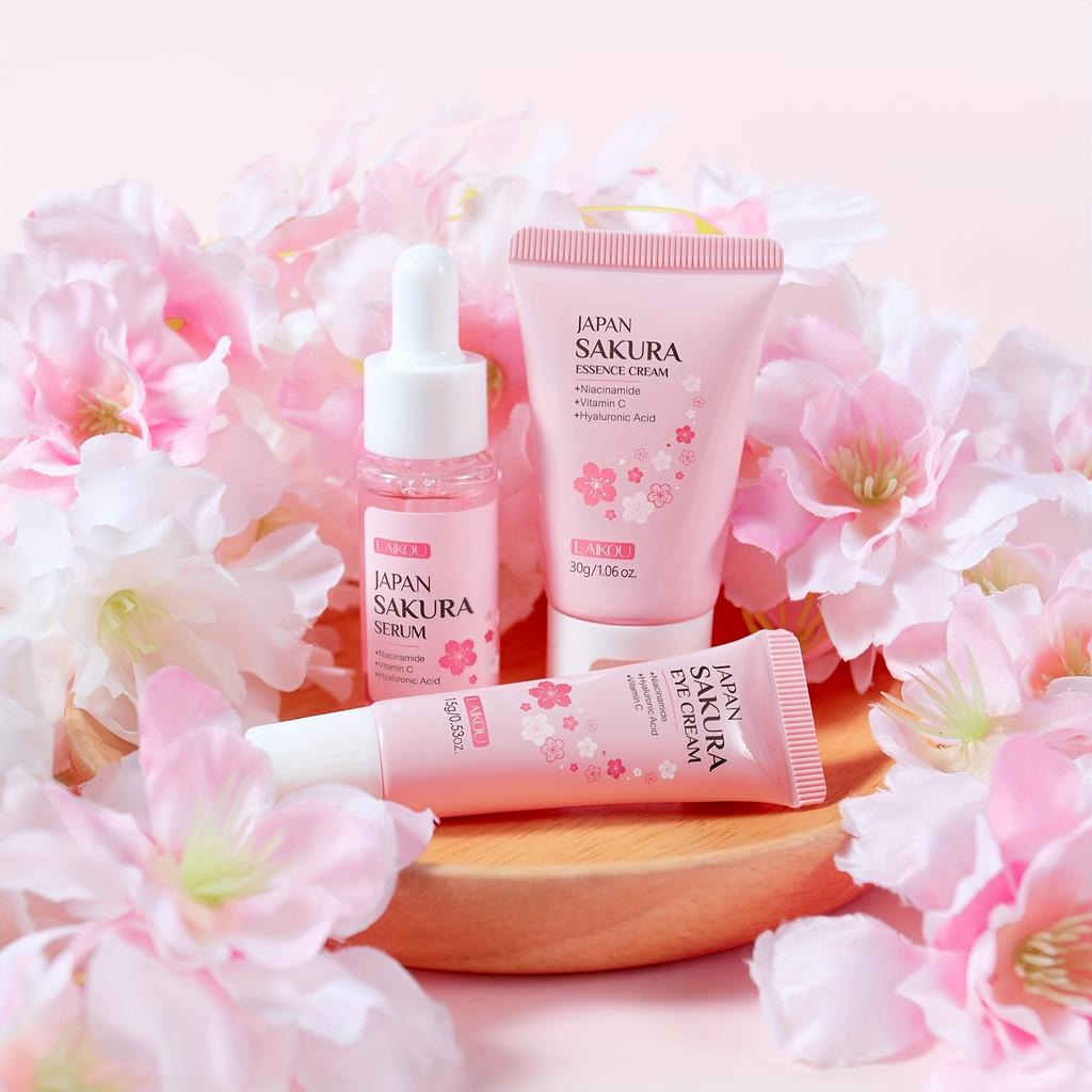 Sakura Skin Care Sets & Kits with Cleanser,Serum,Eye Cream,essence Cream Beauty Products for Women Gift Sets Routine Travel Kit
