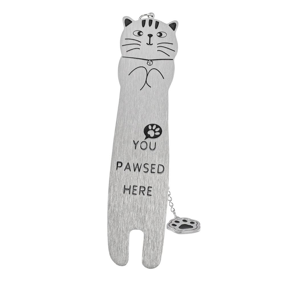 

Cat Bookmark Funny Cat Shaped Reading Accessory Paw Pendant Book Lovers Ideal Gifts серебряный