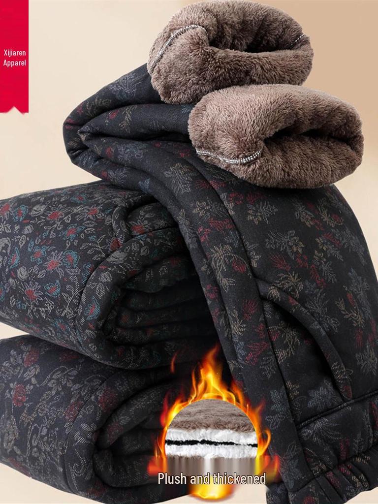 Mom's Cotton Velvet Thick Warm Winter Pants for Elderly Women