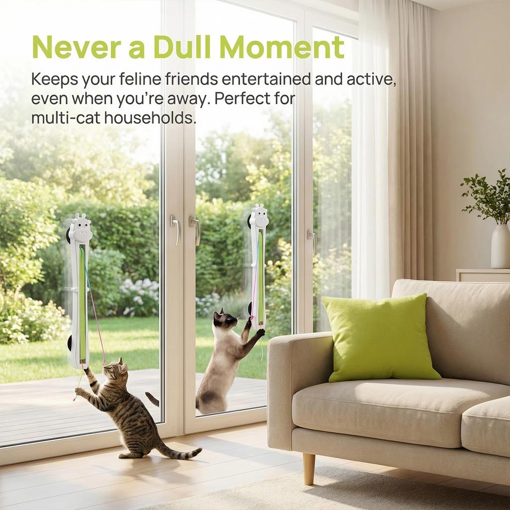 Interactive Indoor Cat Toys Electronic Cat Teaser Toy Wall Mounted Teaser Wand with Moving Rope Exercise Toy for All Age of Cats