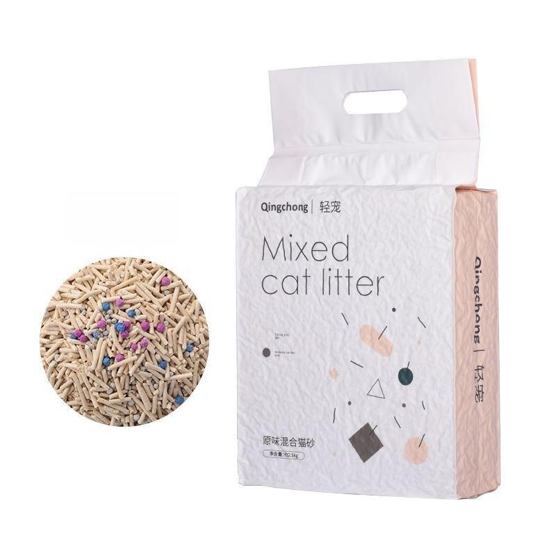 Тофу Наполнитель для кошек Контроль запаха Комкующийся Пылеобразный Наполнитель для кошек Бентонитовый песок Смешанный наполнитель для кошек Песок тофу Бесплатная доставка Товары для кошек Milky aroma [Mixed cat litter 2.5kg]