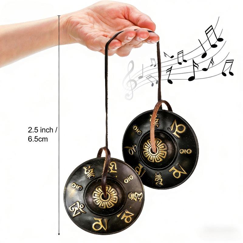 Metal Meditation Bells with Leather Strap Yoga Sound Healing Spiritual Decor Blessing Gift of Ancient Spells Tibetan Chimes