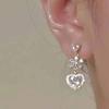 Fashion Flower Love Earrings for Women Korean Style Drop Zircon Stud Earrings Classic Cross Earring Elegant Jewelry Wedding Party Gifts Jewelry