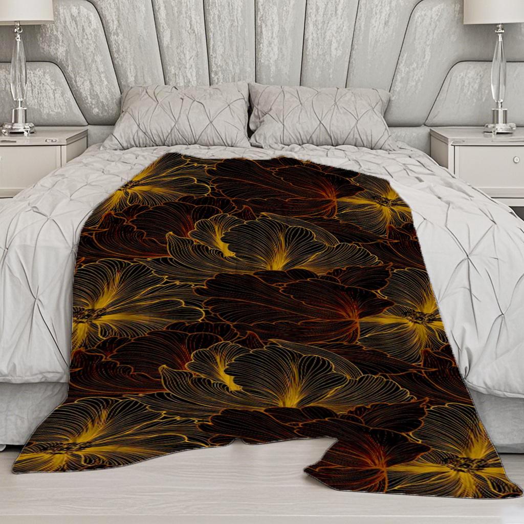 Floral Pattern Blanket Microfiber Flannel Cover Blanket Bedroom Living Room Sofa Soft And Comfortable Home Decoration