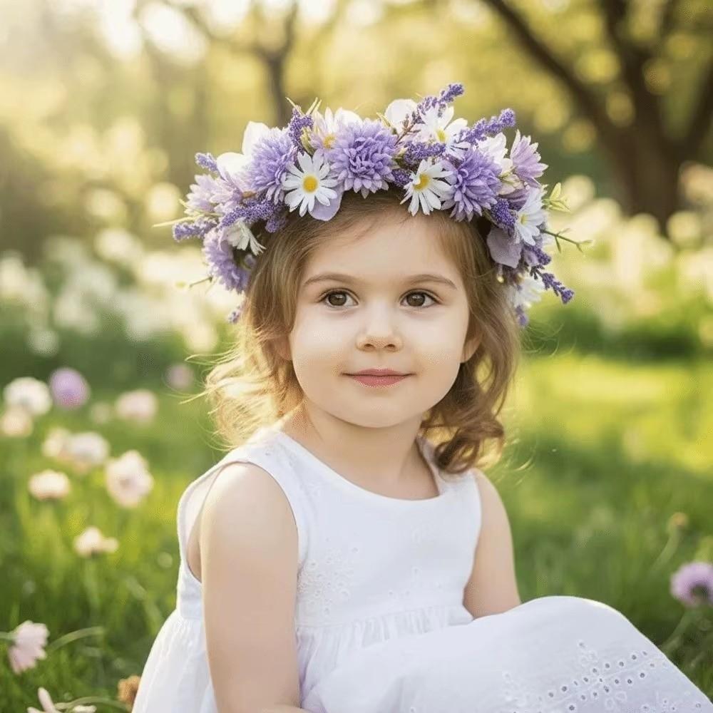Boho Style Flower Crown Simulated Flower Wedding Headpiece Elegant Bridal Wreaths  Princess