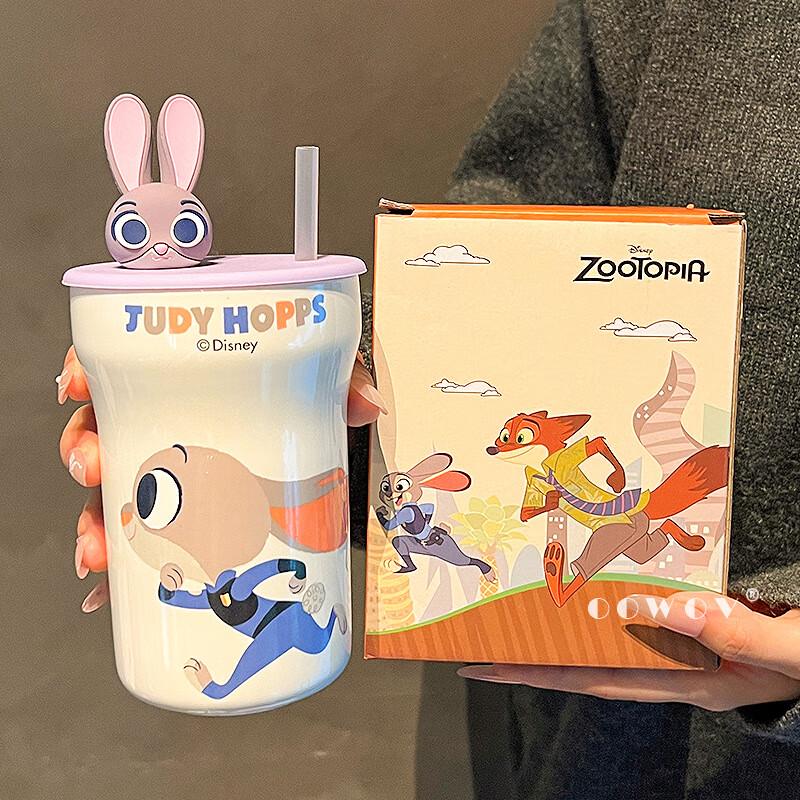 Zootopia Ceramic Mug with Lid and Straw