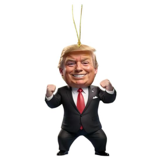 Cartoon Trump Pendant 2D Flat Acrylic Hanging Ornament Funny Trump Decoration for Christmas Tree Car Keychain